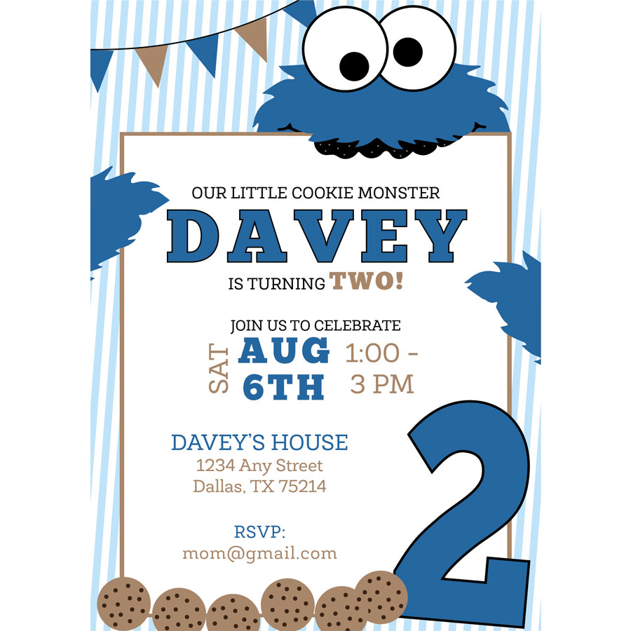 Cookie Monster Birthday Invitation KateOGroup