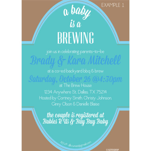 A Baby is A Brewing Beer Bottle Label Baby Shower Invitation