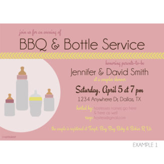 BBQ & Bottle Service Shower Invitation Pink