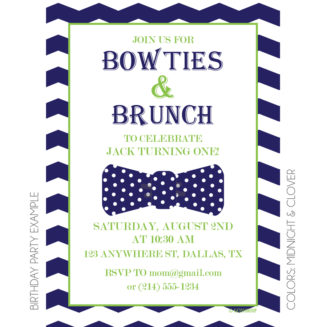 Bowties & Brunch Birthday Party Invitation