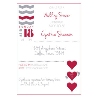Chevron and Hearts Wedding Shower Invitation