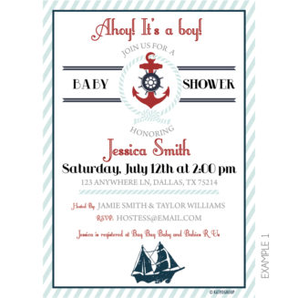 Nautical Baby Boy Shower Invitation
