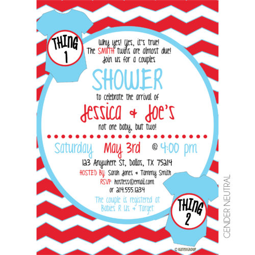 Thing One Thing Two Shower Invitation