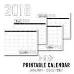 2016 Free Printable Calendar