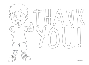 Color in Boy Thank You Card