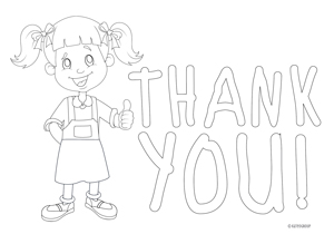 Color in Girl Thank You Note