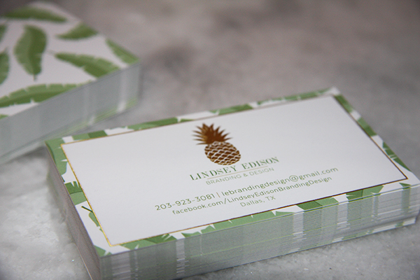 Up close of Lindsey Edison Branding and Design Business Cards