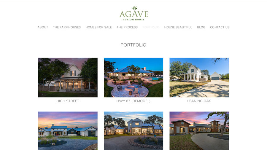 Agave Custom Homes Website Portfolio Design by KateOGroup.